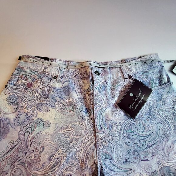 Gloria Vanderbilt Amanda Capri Jeans Lavender Kiss Prussian Paisley Print Size18 - Picture 7 of 16